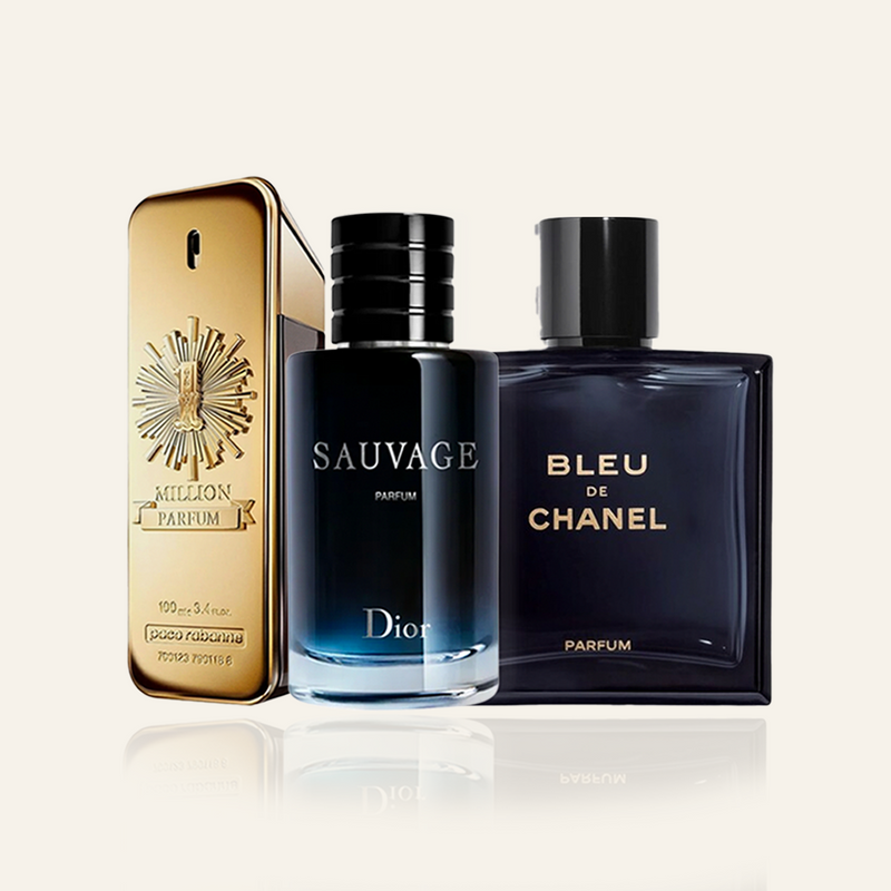 Acquista 1 e Prendi 3 - One Million Parfum, Sauvage Parfum, Bleu de Chanel (100 ml ciascuno)